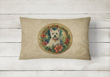 Load image into Gallery viewer, Westie Christmas Flowers Throw Pillow