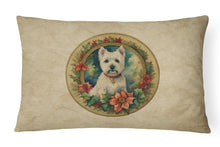 Load image into Gallery viewer, Westie Christmas Flowers Throw Pillow