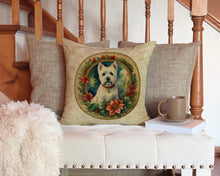 Load image into Gallery viewer, Westie Christmas Flowers Throw Pillow - 14x14 Decorative Pillow – Art for Your Home &amp; Patio