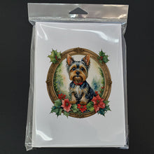 Load image into Gallery viewer, Yorkie Christmas Flowers Greeting Cards - Blank Note Cards – 8-Pack of Artist-Designed Cards with Envelopes