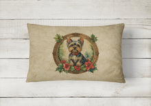 Load image into Gallery viewer, Yorkie Christmas Flowers Throw Pillow