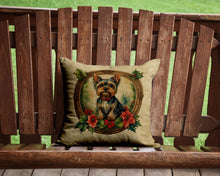 Load image into Gallery viewer, Yorkie Christmas Flowers Throw Pillow - 14x14 Decorative Pillow – Art for Your Home &amp; Patio