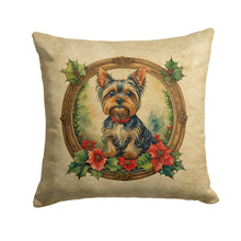 Load image into Gallery viewer, Yorkie Christmas Flowers Throw Pillow - 14x14 Decorative Pillow – Art for Your Home &amp; Patio