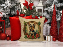 Load image into Gallery viewer, Yorkie Christmas Flowers Throw Pillow