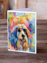 Load image into Gallery viewer, Afghan Hound Hippie Dawg Greeting Cards - Blank Note Cards – 8-Pack of Artist-Designed Cards with Envelopes