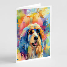 Load image into Gallery viewer, Afghan Hound Hippie Dawg Greeting Cards - Blank Note Cards – 8-Pack of Artist-Designed Cards with Envelopes