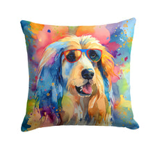 Load image into Gallery viewer, Afghan Hound Hippie Dawg Throw Pillow - 14x14 Decorative Pillow – Art for Your Home &amp; Patio