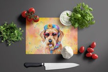 Load image into Gallery viewer, Airedale Terrier Hippie Dawg Glass Cutting Boards – Durable, Decorative Kitchen Art Large