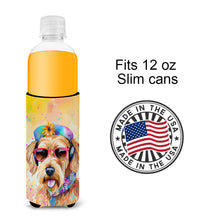 Load image into Gallery viewer, Airedale Terrier Hippie Dawg Slim Can Huggers – Fun, Functional Drink Coolers for Every Occasion