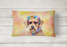 Load image into Gallery viewer, Airedale Terrier Hippie Dawg Fabric Decorative Pillow
