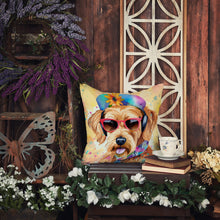 Load image into Gallery viewer, Airedale Terrier Hippie Dawg Fabric Decorative Pillow