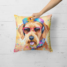 Load image into Gallery viewer, Airedale Terrier Hippie Dawg Fabric Decorative Pillow