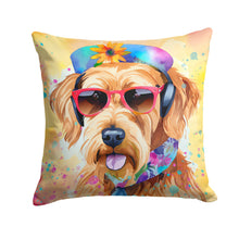 Load image into Gallery viewer, Airedale Terrier Hippie Dawg Fabric Decorative Pillow