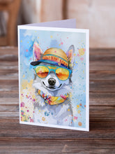 Load image into Gallery viewer, Alaskan Klee Kai Hippie Dawg Greeting Cards - Blank Note Cards – 8-Pack of Artist-Designed Cards with Envelopes