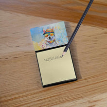 Load image into Gallery viewer, Alaskan Klee Kai Hippie Dawg Sticky Note Holder- Refiilable Desk Accessory Note Pad