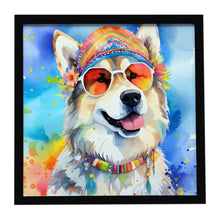 Load image into Gallery viewer, Alaskan Malamute Hippie Dawg Framed Metal Print