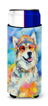 Load image into Gallery viewer, Alaskan Malamute Hippie Dawg Slim Can Huggers – Fun, Functional Drink Coolers for Every Occasion