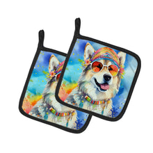 Load image into Gallery viewer, Alaskan Malamute Hippie Dawg Pot Holders - Set of 2 Decorative Kitchen Helpers | Made in the USA