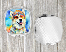 Load image into Gallery viewer, Alaskan Malamute Hippie Dawg Compact Mirror – Stylish Purse Mirror with Artistic Covers
