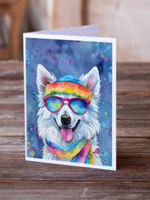 Load image into Gallery viewer, American Eskimo Hippie Dawg Greeting Cards - Blank Note Cards – 8-Pack of Artist-Designed Cards with Envelopes