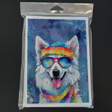 Load image into Gallery viewer, American Eskimo Hippie Dawg Greeting Cards - Blank Note Cards – 8-Pack of Artist-Designed Cards with Envelopes