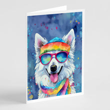 Load image into Gallery viewer, American Eskimo Hippie Dawg Greeting Cards - Blank Note Cards – 8-Pack of Artist-Designed Cards with Envelopes
