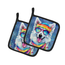 Load image into Gallery viewer, American Eskimo Hippie Dawg Pot Holders - Set of 2 Decorative Kitchen Helpers | Made in the USA