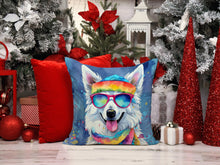 Load image into Gallery viewer, American Eskimo Hippie Dawg Throw Pillow - 14x14 Decorative Pillow – Art for Your Home &amp; Patio