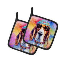 Load image into Gallery viewer, Basset Hound Hippie Dawg Pot Holders - Set of 2 Decorative Kitchen Helpers | Made in the USA