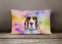 Load image into Gallery viewer, Basset Hound Hippie Dawg Fabric Decorative Pillow