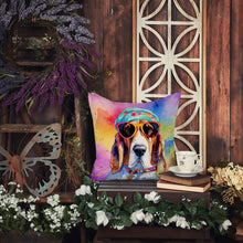 Load image into Gallery viewer, Basset Hound Hippie Dawg Throw Pillow - 14x14 Decorative Pillow – Art for Your Home &amp; Patio