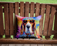 Load image into Gallery viewer, Basset Hound Hippie Dawg Throw Pillow - 14x14 Decorative Pillow – Art for Your Home &amp; Patio