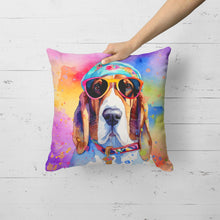 Load image into Gallery viewer, Basset Hound Hippie Dawg Fabric Decorative Pillow