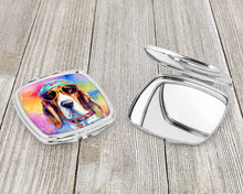 Load image into Gallery viewer, Basset Hound Hippie Dawg Compact Mirror – Stylish Purse Mirror with Artistic Covers