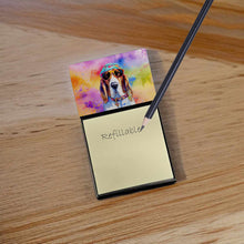 Load image into Gallery viewer, Basset Hound Hippie Dawg Sticky Note Holder- Refiilable Desk Accessory Note Pad