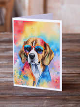 Load image into Gallery viewer, Beagle Hippie Dawg Greeting Cards - Blank Note Cards – 8-Pack of Artist-Designed Cards with Envelopes