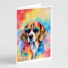 Load image into Gallery viewer, Beagle Hippie Dawg Greeting Cards - Blank Note Cards – 8-Pack of Artist-Designed Cards with Envelopes