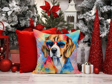 Load image into Gallery viewer, Beagle Hippie Dawg Throw Pillow - 14x14 Decorative Pillow – Art for Your Home &amp; Patio
