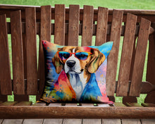 Load image into Gallery viewer, Beagle Hippie Dawg Throw Pillow - 14x14 Decorative Pillow – Art for Your Home &amp; Patio