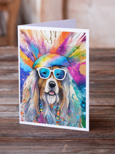 Load image into Gallery viewer, Bearded Collie Hippie Dawg Greeting Cards - Blank Note Cards – 8-Pack of Artist-Designed Cards with Envelopes