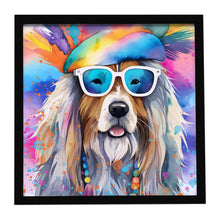 Load image into Gallery viewer, Bearded Collie Hippie Dawg Framed Metal Print