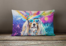 Load image into Gallery viewer, Bearded Collie Hippie Dawg Fabric Decorative Pillow