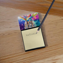 Load image into Gallery viewer, Bearded Collie Hippie Dawg Sticky Note Holder- Refiilable Desk Accessory Note Pad