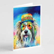 Load image into Gallery viewer, Bearded Collie Hippie Dawg Greeting Cards - Blank Note Cards – 8-Pack of Artist-Designed Cards with Envelopes
