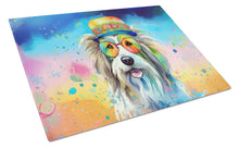 Load image into Gallery viewer, Bearded Collie Hippie Dawg Glass Cutting Boards – Durable, Decorative Kitchen Art Large