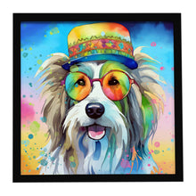 Load image into Gallery viewer, Bearded Collie Hippie Dawg Framed Metal Print