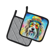 Load image into Gallery viewer, Bearded Collie Hippie Dawg Pot Holders - Set of 2 Decorative Kitchen Helpers | Made in the USA