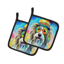 Load image into Gallery viewer, Bearded Collie Hippie Dawg Pot Holders - Set of 2 Decorative Kitchen Helpers | Made in the USA