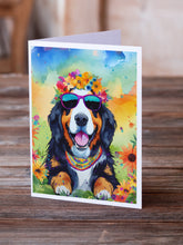 Load image into Gallery viewer, Bernese Mountain Dog Hippie Dawg Greeting Cards - Blank Note Cards – 8-Pack of Artist-Designed Cards with Envelopes
