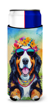 Load image into Gallery viewer, Bernese Mountain Dog Hippie Dawg Slim Can Huggers – Fun, Functional Drink Coolers for Every Occasion